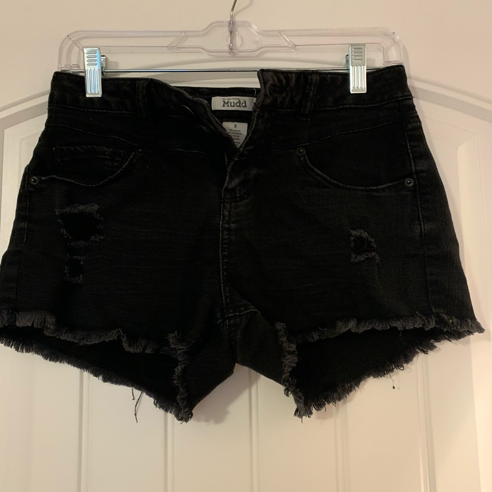 Black Distressed Shorts